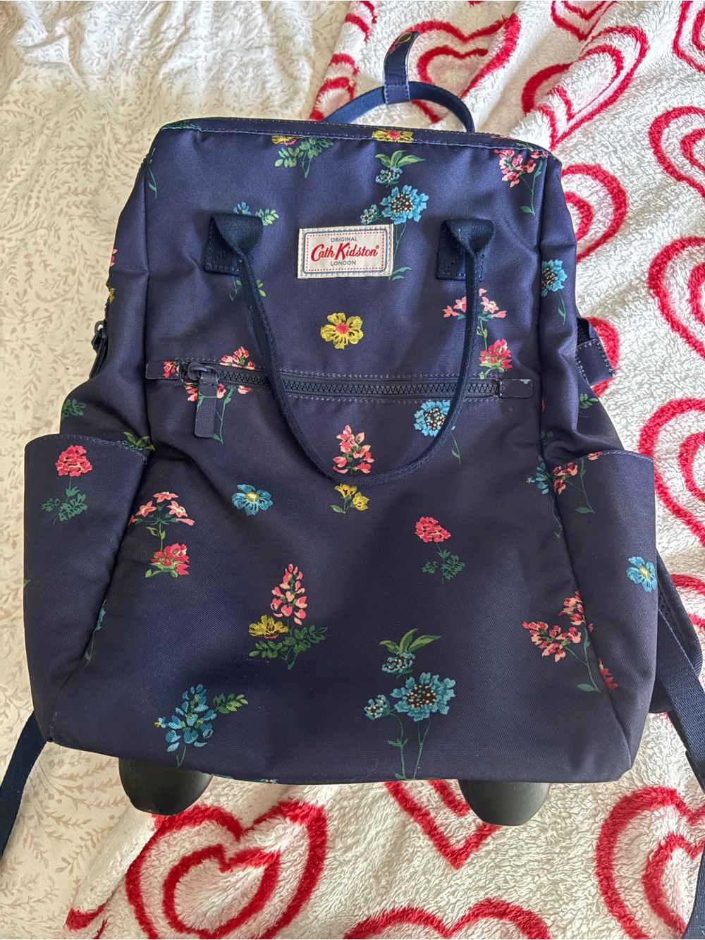 Cath Kidston original navy roller bag with flowers
